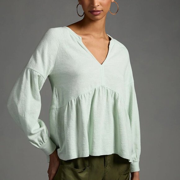Pilcro Tops - Anthropologie Pilcro Long Sleeve Baby Doll Top Sz. Small Mint Green